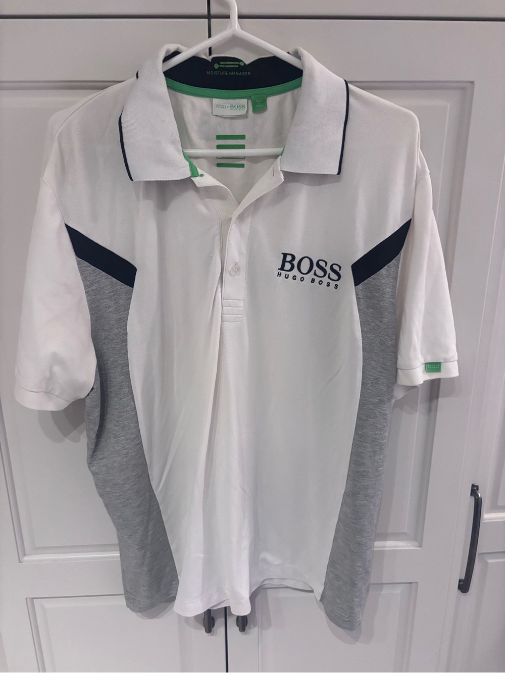 BOSS Hugo Boss Martin Kaymer Men’s XXL Golf Polo Moisture Manager White Gray